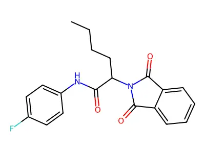 2-(1,3-dioxoisoindol-2-yl)-N-(4-fluorophenyl)hexanamide structure