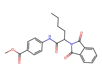 methyl 4-{[2-(1,3-dioxo-1,3-dihydro-2H-isoindol-2-yl)hexanoyl]amino}benzoate structure