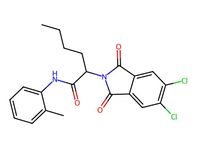 2-(5,6-dichloro-1,3-dioxoisoindol-2-yl)-N-(2-methylphenyl)hexanamide structure