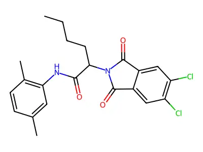 2-(5,6-dichloro-1,3-dioxoisoindol-2-yl)-N-(2,5-dimethylphenyl)hexanamide structure