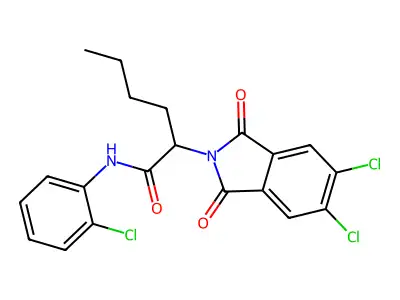 N-(2-chlorophenyl)-2-(5,6-dichloro-1,3-dioxoisoindol-2-yl)hexanamide structure