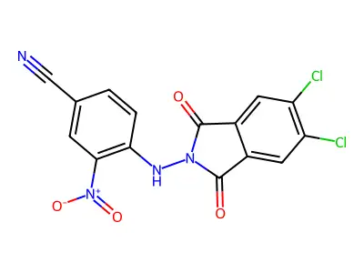 4-[(5,6-dichloro-1,3-dioxo-1,3-dihydro-2H-isoindol-2-yl)amino]-3-nitrobenzonitrile structure