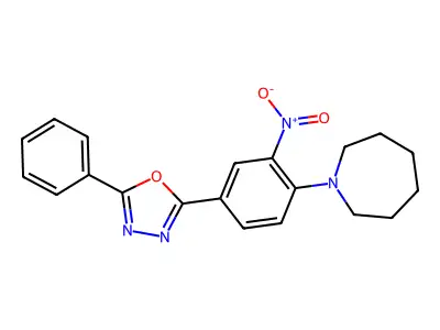 2-[4-(Azepan-1-yl)-3-nitrophenyl]-5-phenyl-1,3,4-oxadiazole structure