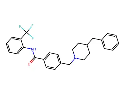4-[(4-benzylpiperidin-1-yl)methyl]-N-[2-(trifluoromethyl)phenyl]benzamide structure