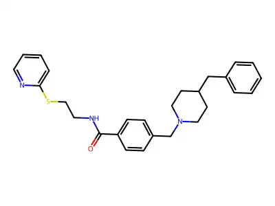 4-[(4-benzylpiperidin-1-yl)methyl]-N-(2-pyridin-2-ylsulfanylethyl)benzamide structure