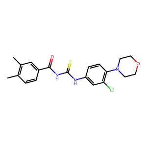 N-[3-chloro-4-(4-morpholinyl)phenyl]-N'-(3,4-dimethylbenzoyl)thiourea structure