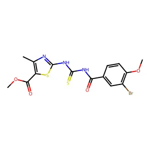 methyl 2-[(3-bromo-4-methoxybenzoyl)carbamothioylamino]-4-methyl-1,3-thiazole-5-carboxylate structure