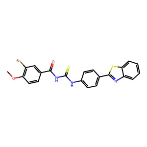 N-[[4-(1,3-benzothiazol-2-yl)phenyl]carbamothioyl]-3-bromo-4-methoxybenzamide structure