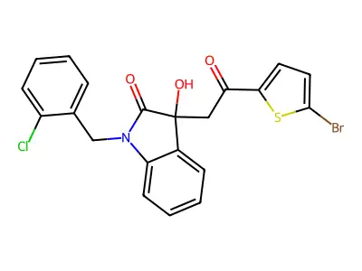 3-[2-(5-bromothiophen-2-yl)-2-oxoethyl]-1-(2-chlorobenzyl)-3-hydroxy-1,3-dihydro-2H-indol-2-one structure