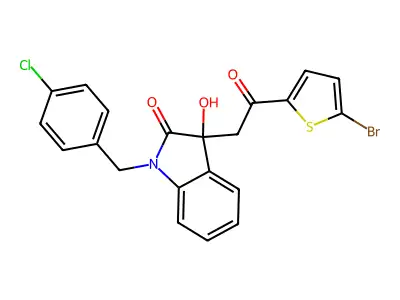 3-[2-(5-bromothiophen-2-yl)-2-oxoethyl]-1-(4-chlorobenzyl)-3-hydroxy-1,3-dihydro-2H-indol-2-one structure