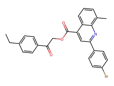 2-(4-Ethylphenyl)-2-oxoethyl 2-(4-bromophenyl)-8-methyl-4-quinolinecarboxylate structure