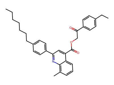 2-(4-Ethylphenyl)-2-oxoethyl 2-(4-heptylphenyl)-8-methyl-4-quinolinecarboxylate structure