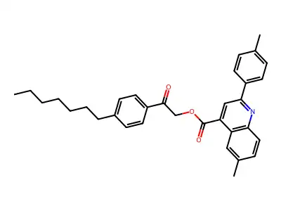 2-(4-Heptylphenyl)-2-oxoethyl 6-methyl-2-(4-methylphenyl)-4-quinolinecarboxylate structure