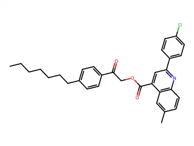 2-(4-Heptylphenyl)-2-oxoethyl 2-(4-chlorophenyl)-6-methyl-4-quinolinecarboxylate structure