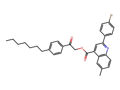 2-(4-Heptylphenyl)-2-oxoethyl 2-(4-bromophenyl)-6-methyl-4-quinolinecarboxylate structure