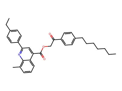 2-(4-Heptylphenyl)-2-oxoethyl 2-(4-ethylphenyl)-8-methyl-4-quinolinecarboxylate structure