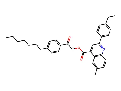 2-(4-Heptylphenyl)-2-oxoethyl 2-(4-ethylphenyl)-6-methyl-4-quinolinecarboxylate structure