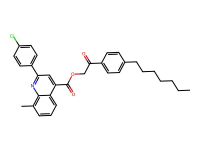 2-(4-Heptylphenyl)-2-oxoethyl 2-(4-chlorophenyl)-8-methyl-4-quinolinecarboxylate structure