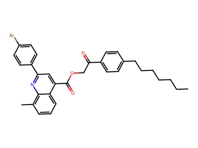 2-(4-Heptylphenyl)-2-oxoethyl 2-(4-bromophenyl)-8-methyl-4-quinolinecarboxylate structure