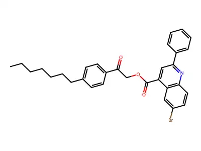 2-(4-Heptylphenyl)-2-oxoethyl 6-bromo-2-phenyl-4-quinolinecarboxylate structure