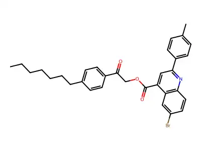 2-(4-Heptylphenyl)-2-oxoethyl 6-bromo-2-(4-methylphenyl)-4-quinolinecarboxylate structure