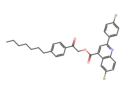 2-(4-Heptylphenyl)-2-oxoethyl 6-bromo-2-(4-bromophenyl)-4-quinolinecarboxylate structure