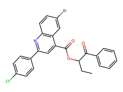 1-Oxo-1-phenylbutan-2-yl 6-bromo-2-(4-chlorophenyl)quinoline-4-carboxylate structure