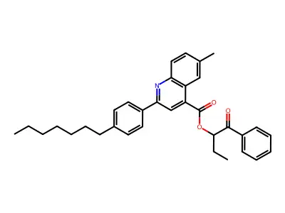 1-Benzoylpropyl 2-(4-heptylphenyl)-6-methyl-4-quinolinecarboxylate structure
