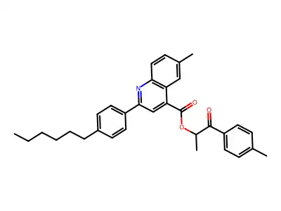 1-Oxo-1-(p-tolyl)propan-2-yl 2-(4-hexylphenyl)-6-methylquinoline-4-carboxylate structure