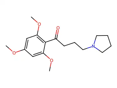 4-Pyrrolidin-1-ium-1-yl-1-(2,4,6-trimethoxyphenyl)butan-1-one;chloride structure