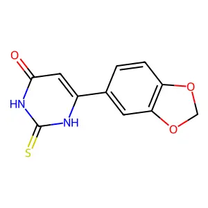 6-(1,3-benzodioxol-5-yl)-2-thioxo-2,3-dihydropyrimidin-4(1H)-one structure