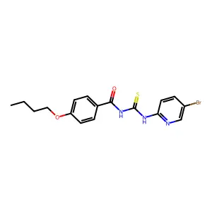 N-[(5-bromopyridin-2-yl)carbamothioyl]-4-butoxybenzamide structure