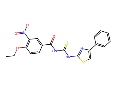 4-ethoxy-3-nitro-N-[(4-phenyl-1,3-thiazol-2-yl)carbamothioyl]benzamide structure