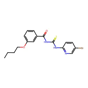 N-[(5-bromopyridin-2-yl)carbamothioyl]-3-butoxybenzamide structure