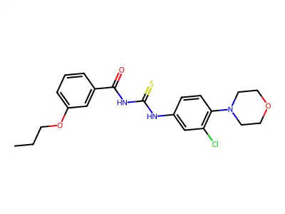 N-[(3-chloro-4-morpholin-4-ylphenyl)carbamothioyl]-3-propoxybenzamide structure