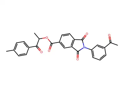 1-methyl-2-(4-methylphenyl)-2-oxoethyl 2-(3-acetylphenyl)-1,3-dioxoisoindoline-5-carboxylate structure