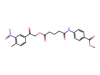 methyl 4-[[5-[2-(4-methyl-3-nitrophenyl)-2-oxoethoxy]-5-oxopentanoyl]amino]benzoate structure