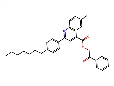 2-Oxo-2-phenylethyl 2-(4-heptylphenyl)-6-methyl-4-quinolinecarboxylate structure