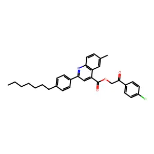 2-(4-Chlorophenyl)-2-oxoethyl 2-(4-heptylphenyl)-6-methyl-4-quinolinecarboxylate structure