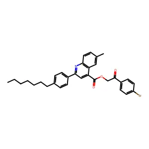 2-(4-Bromophenyl)-2-oxoethyl 2-(4-heptylphenyl)-6-methyl-4-quinolinecarboxylate structure