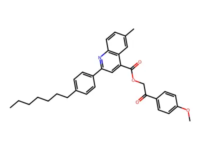 2-(4-Methoxyphenyl)-2-oxoethyl 2-(4-heptylphenyl)-6-ME-4-quinolinecarboxylate structure
