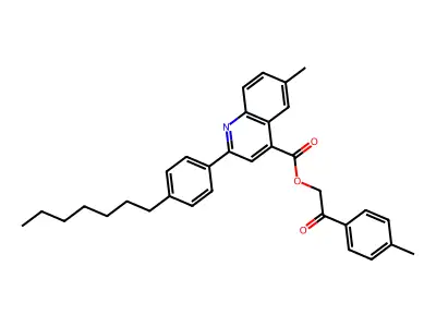 2-(4-Methylphenyl)-2-oxoethyl 2-(4-heptylphenyl)-6-methyl-4-quinolinecarboxylate structure