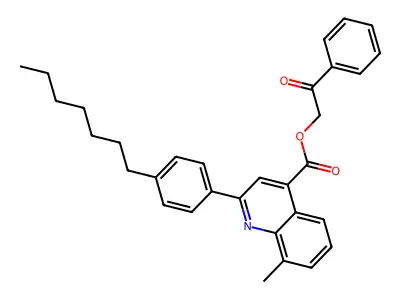 2-Oxo-2-phenylethyl 2-(4-heptylphenyl)-8-methyl-4-quinolinecarboxylate structure