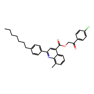 2-(4-Chlorophenyl)-2-oxoethyl 2-(4-heptylphenyl)-8-methyl-4-quinolinecarboxylate structure