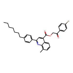 2-(4-Bromophenyl)-2-oxoethyl 2-(4-heptylphenyl)-8-methyl-4-quinolinecarboxylate structure
