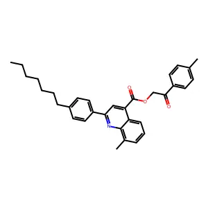 2-(4-Methylphenyl)-2-oxoethyl 2-(4-heptylphenyl)-8-methyl-4-quinolinecarboxylate structure