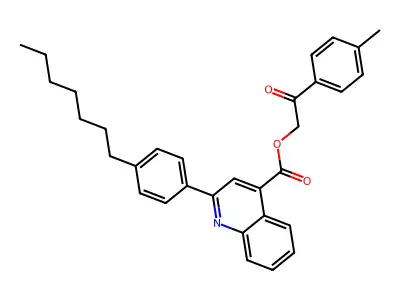 2-(4-Methylphenyl)-2-oxoethyl 2-(4-heptylphenyl)-4-quinolinecarboxylate structure