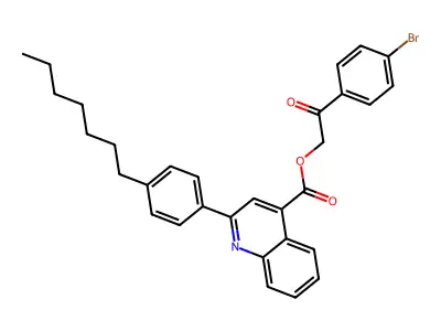 2-(4-Bromophenyl)-2-oxoethyl 2-(4-heptylphenyl)-4-quinolinecarboxylate structure