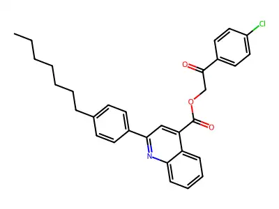 2-(4-Chlorophenyl)-2-oxoethyl 2-(4-heptylphenyl)-4-quinolinecarboxylate structure