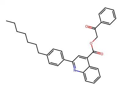 2-Oxo-2-phenylethyl 2-(4-heptylphenyl)-4-quinolinecarboxylate structure